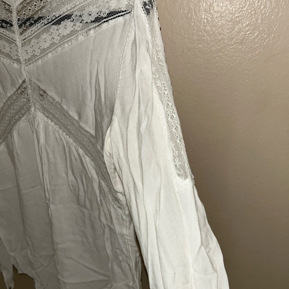 Free People Wild wind crisp white button up collared lace shirt extra snamall - Picture 6 of 13